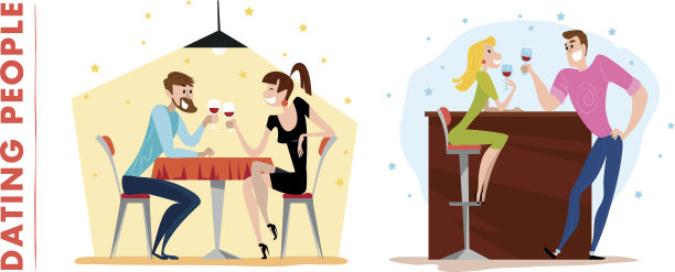 矢量平面餐厅人插图。图片下载