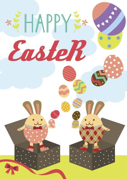 复活节兔子的盒子图片下载