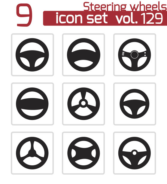 向量黑色方向盘图标设置图片下载