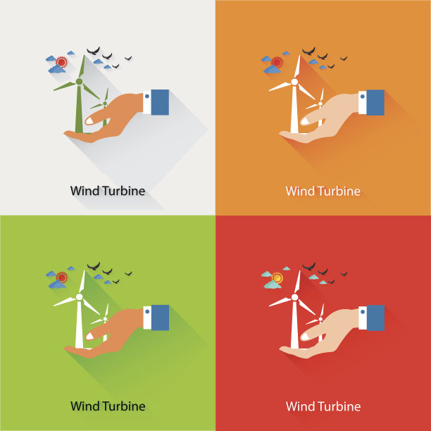 风力涡轮机、生态概念,向量图片下载