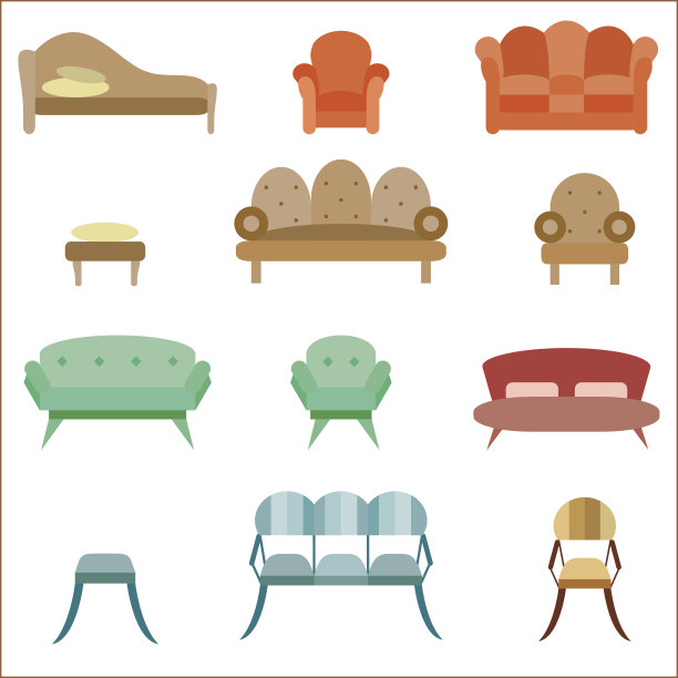 家具收集，沙发和扶手椅图标集图片下载