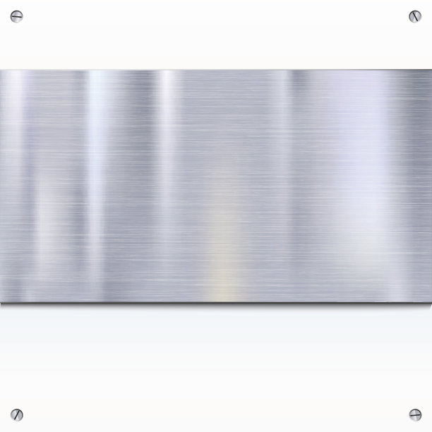 有螺丝的有光泽的拉丝金属板。图片下载