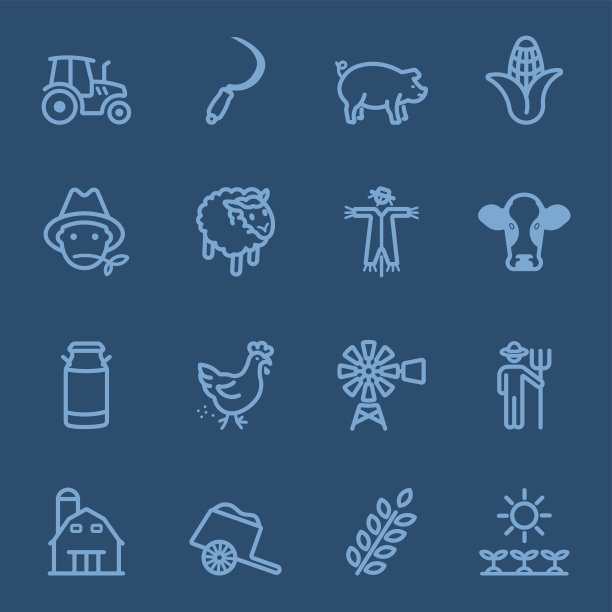 农场蓝线图标图片下载