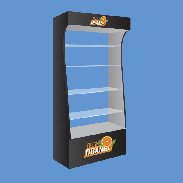 向量POS POI纸板玻璃地板展示架超市。图片下载