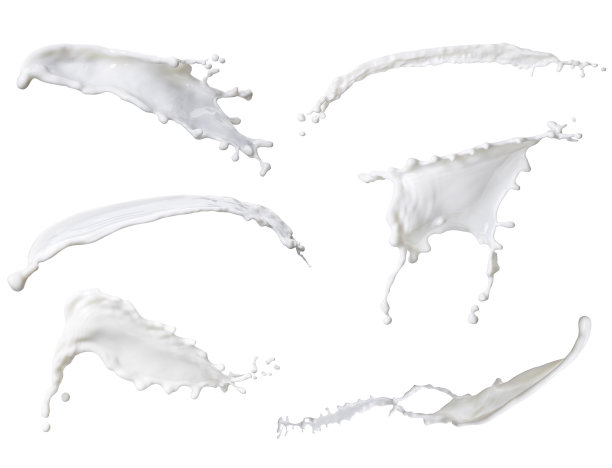 白色牛奶，混合飞溅孤立在白色背景图片下载