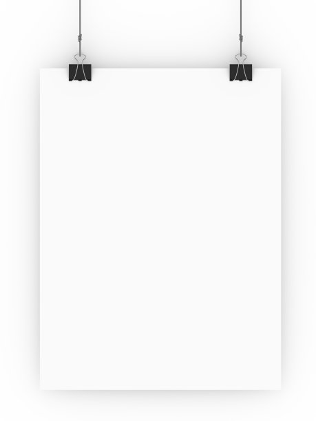 空白纸挂在钳子上，孤立在白色背景上。图片下载