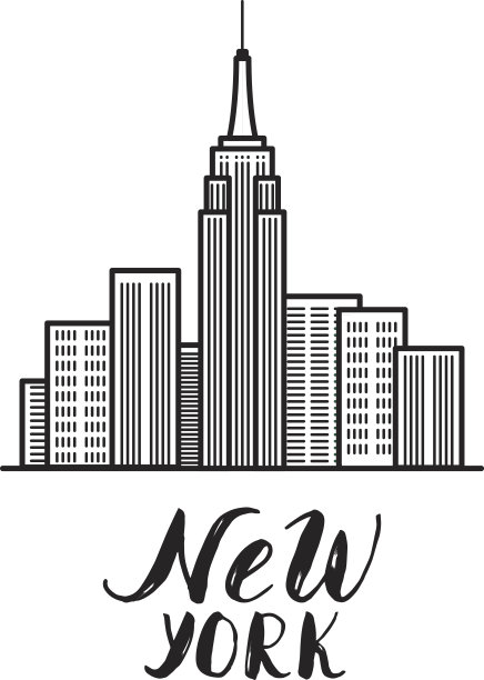 纽约插图与现代书法和摩天大楼的b图片下载