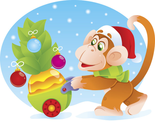 吃菠萝猴年快乐图片下载