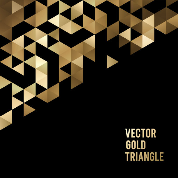 旗帜设计。抽象模板背景与金三角形状素材图片