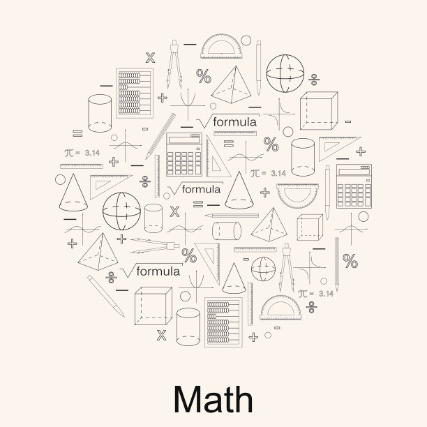 一组数学图标。线性风格。知识的概念。图片下载
