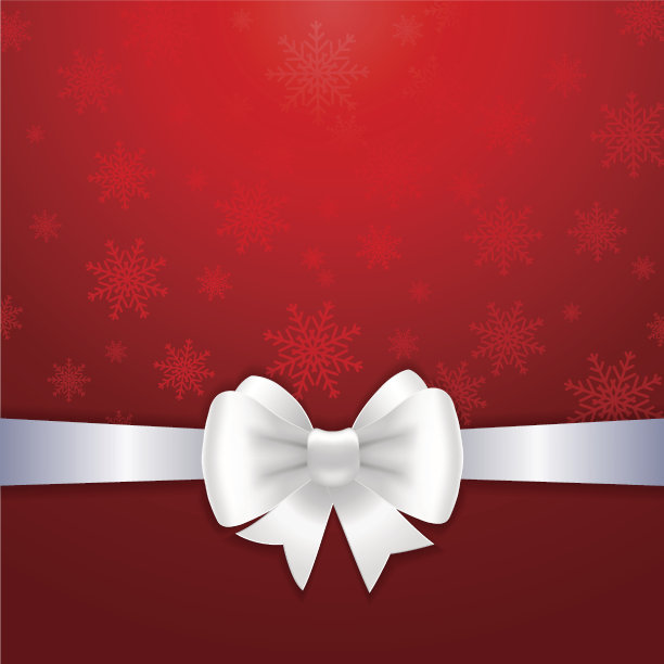 红色背景上的白色丝带和蝴蝶结。图片下载