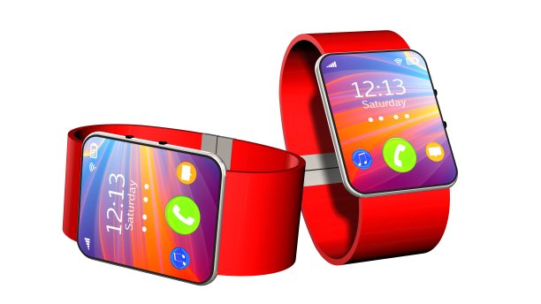 两只智能手表孤立在白色背景上图片下载