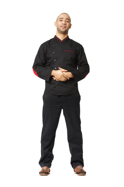 全身肖像的美国黑人专业厨师孤立。图片下载