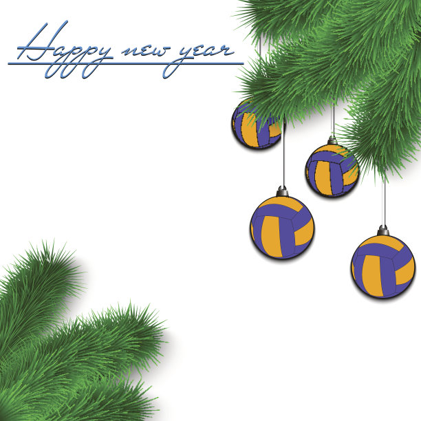 在圣诞树上放排球图片下载