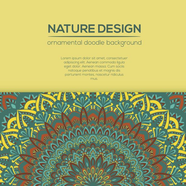 矢量复古名片。曼荼罗的设计。观赏涂鸦背景。图片下载