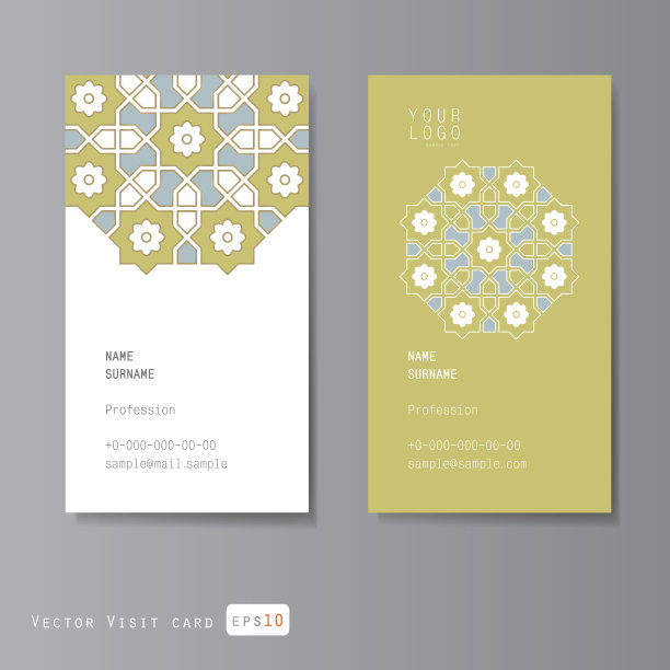 用阿拉伯语装饰的拜访卡片素材图片