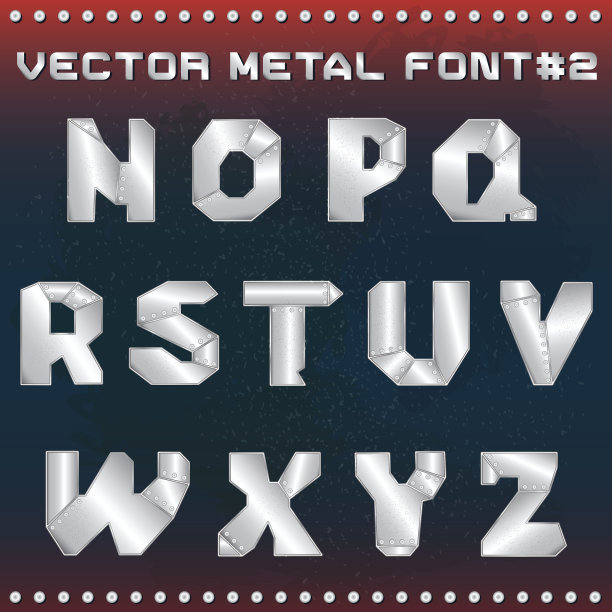 蒸汽朋克金属字母设计图片下载