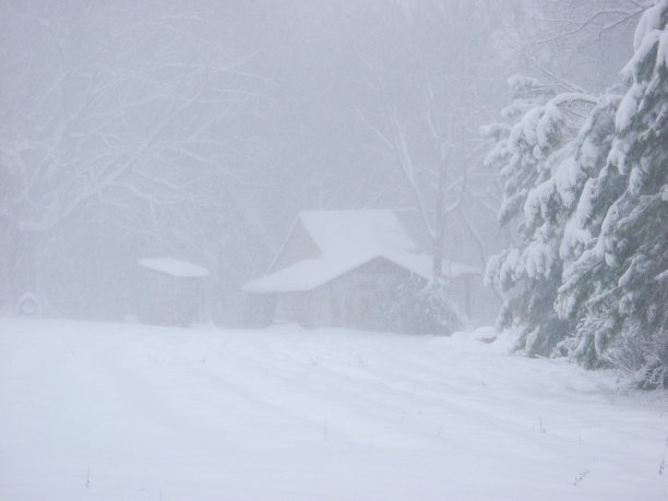 冬天的暴风雪在农村的农场图片下载