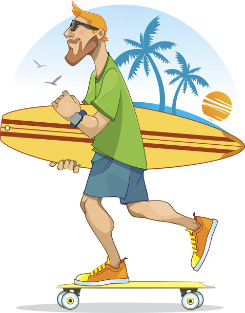 溜冰者和冲浪图片下载