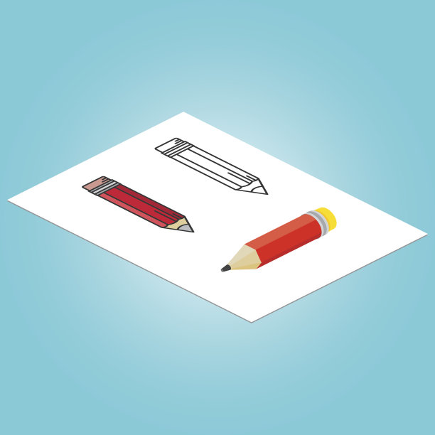 一套等距铅笔，扁铅笔和细线铅笔图片下载