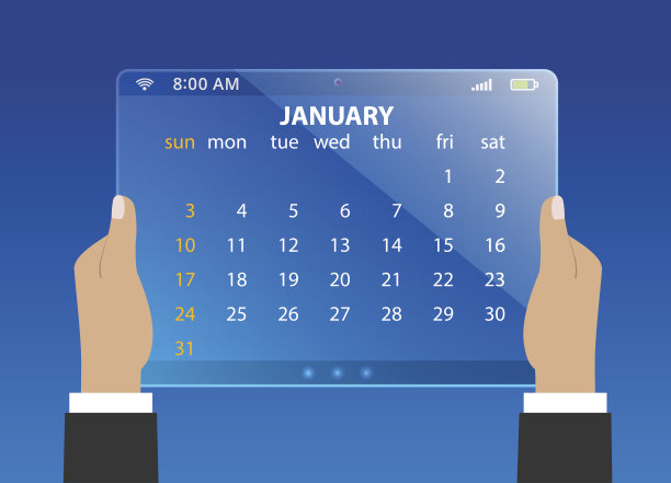 在平板电脑上规划日历图片下载