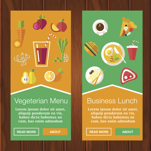 两个带有食物插图的横幅图片下载