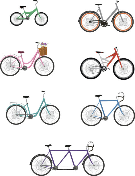 自行车向量组图片下载