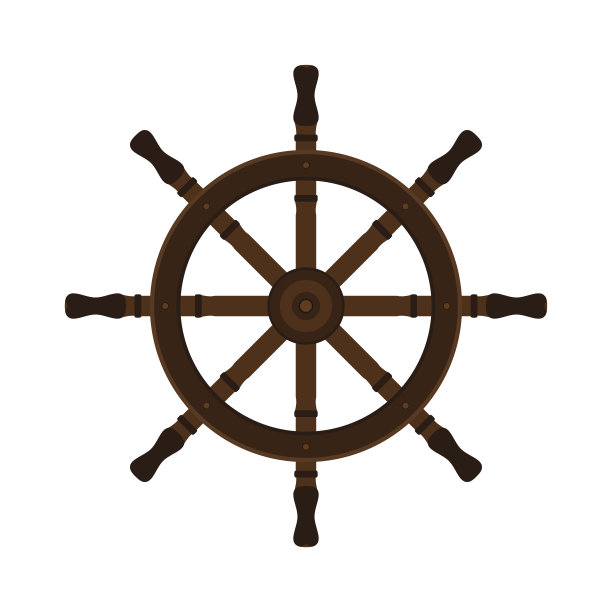 木制船舵在平面矢量风格。为游艇俱乐部图片下载