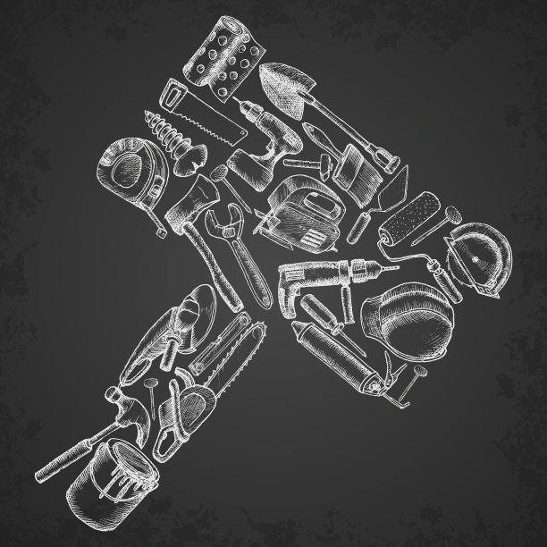 一大堆建筑图标。图片下载