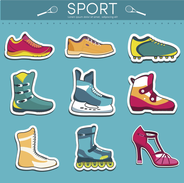 运动鞋图标贴纸设计组合图片下载