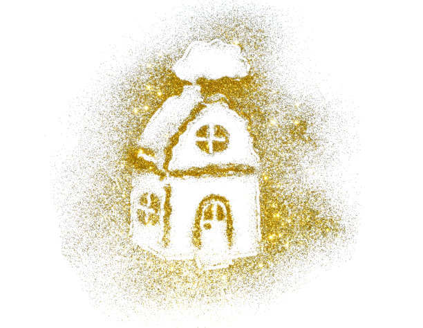 金色的房子在白色的背景上闪闪发光图片下载