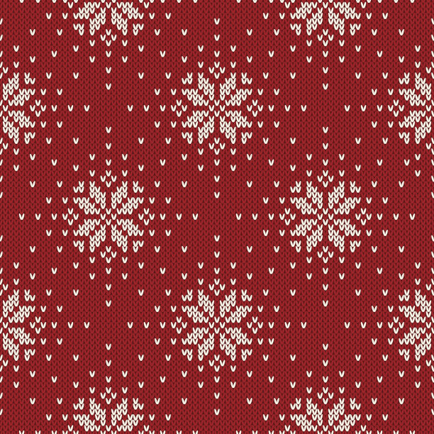 寒假雪花编织图案。无缝向量背景素材图片