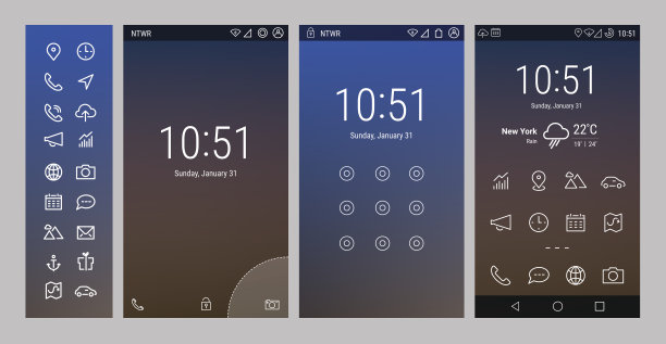 粗体线UI和UX屏幕图片下载