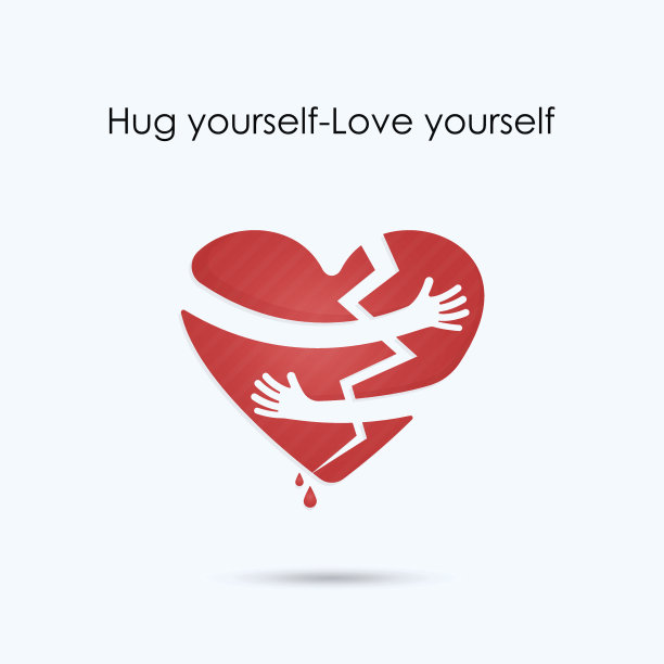 破碎的心图标。拥抱自己或爱自己的图标图片下载