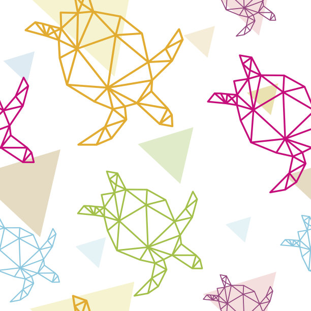 海龟无缝图案背景，矢量插图素材图片