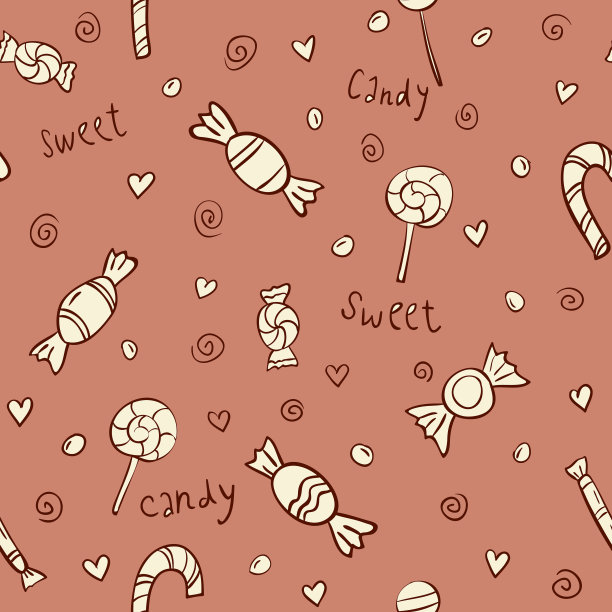 可爱的手绘糖果，棒棒糖。糖果无缝模式图片下载