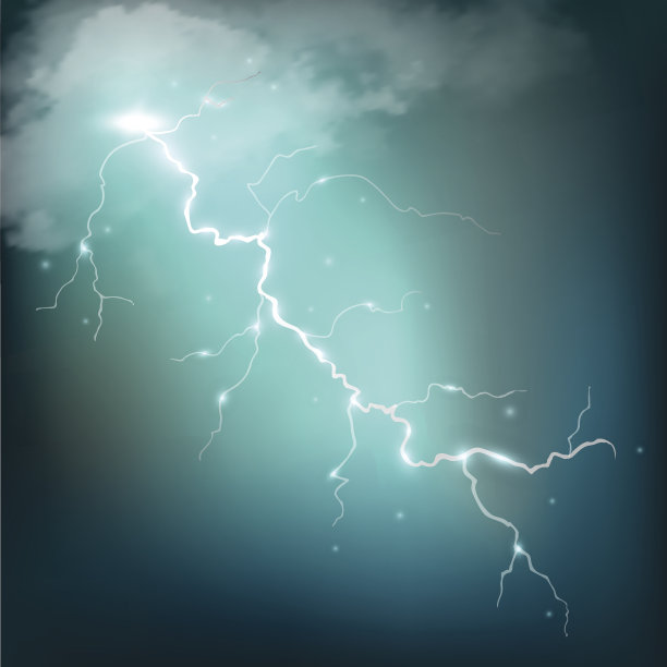 现实的雷暴背景。矢量插图。图片下载