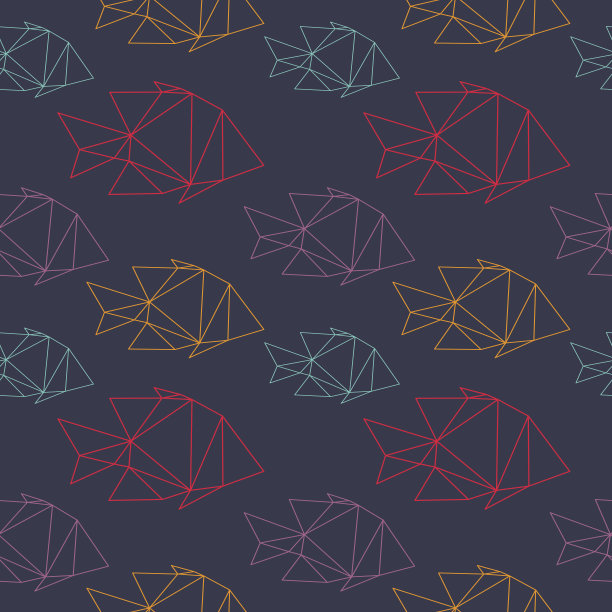 鱼无缝图案背景，矢量插图素材图片