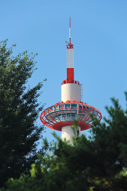 树景后面的京都塔顶。有选择性的重点图片下载