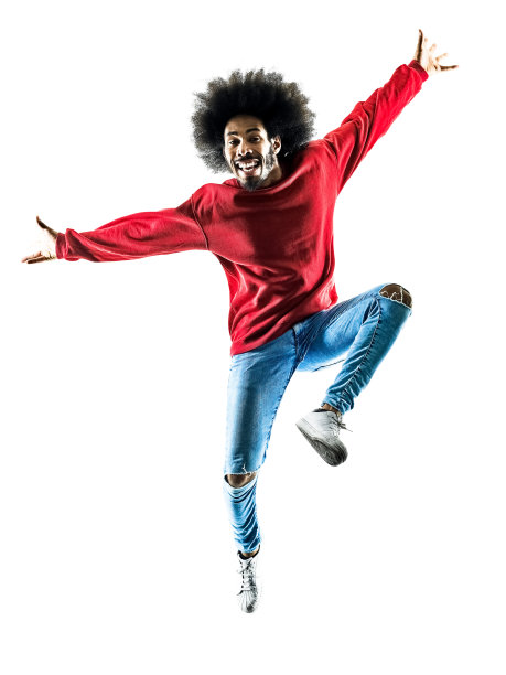 非洲男子舞蹈孤立剪影素材图片