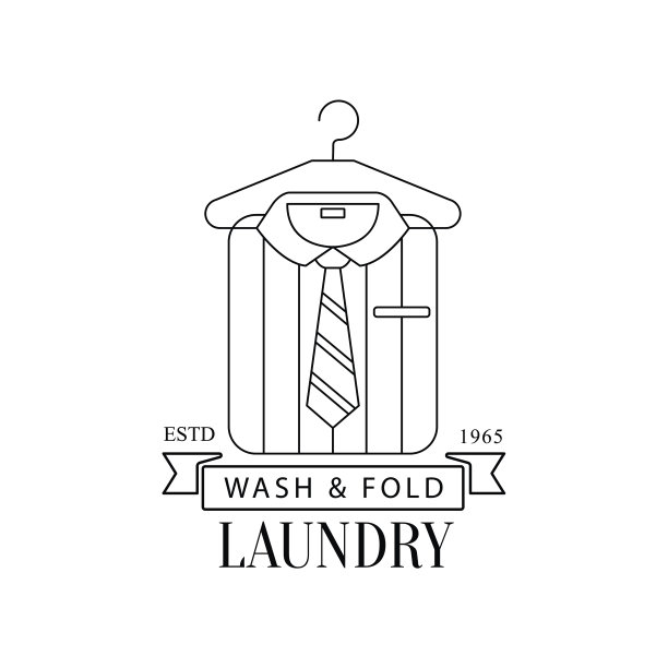 洗衣店干洗服务的黑白标志素材图片