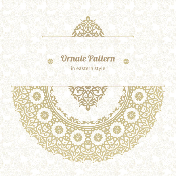 东方风格涡卷花边图案矢量图素材图片