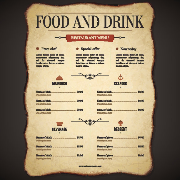 餐厅的菜单设计图片下载