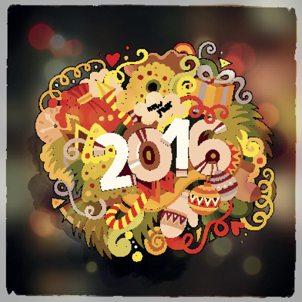 2016年手绘字母和涂鸦元素插画图片下载