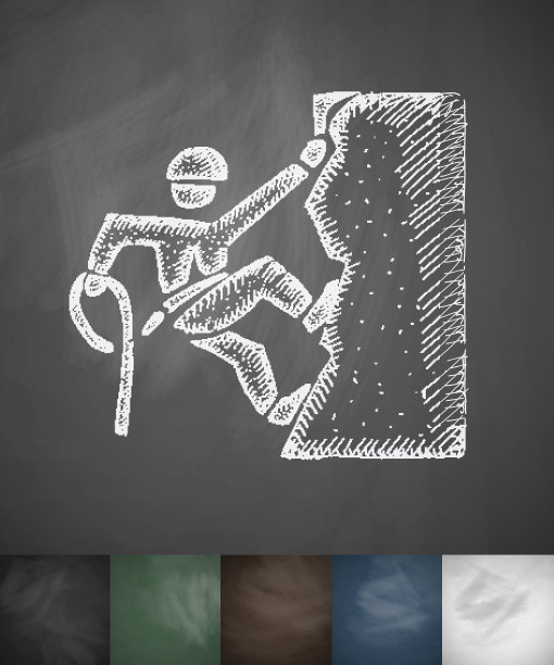 登山者图标。手绘矢量图图片下载