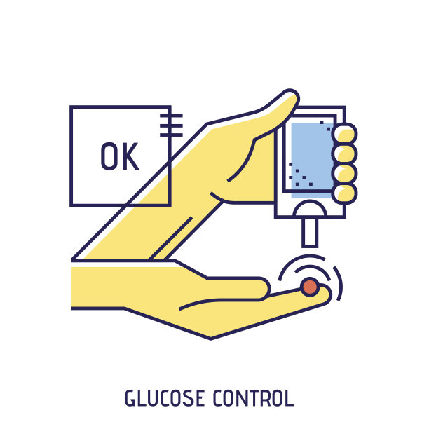 血糖测试。糖尿病矢量细线图标图片下载