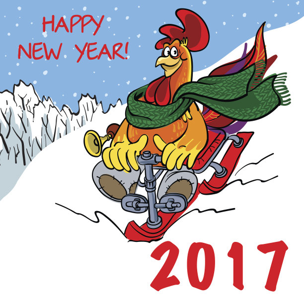 矢量插图的滑稽卡通公鸡图片下载