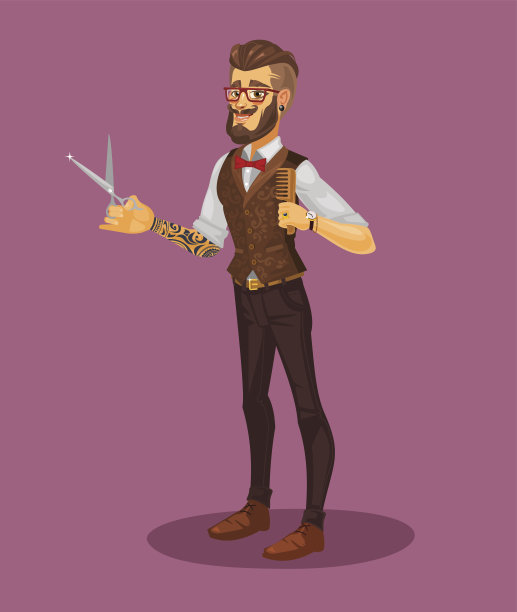 矢量插图的一个年轻的造型师素材图片