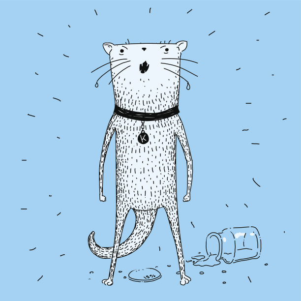 画不快乐的猫图片下载