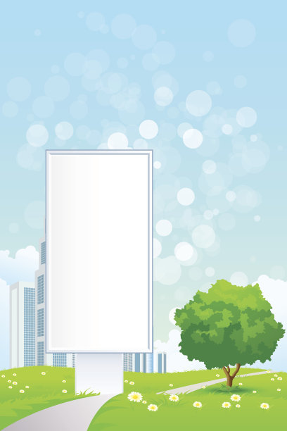 空荡荡的广告牌和寂寞的树图片下载